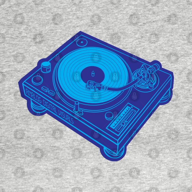 Turntable (Vivid Cerulean + Dark Blue Drop Shadow) Analog / Music by Analog Digital Visuals